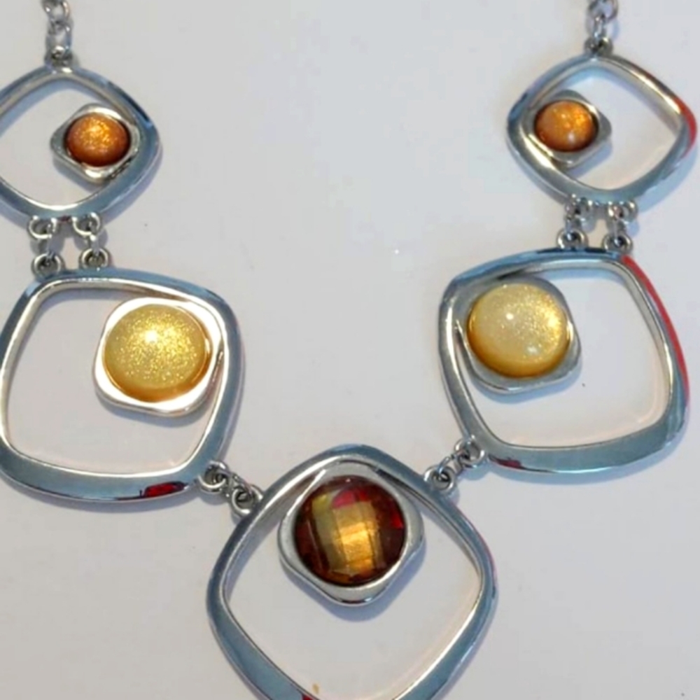Vintage Signed NY Art Deco Geometric Necklace - Estate Jewelry